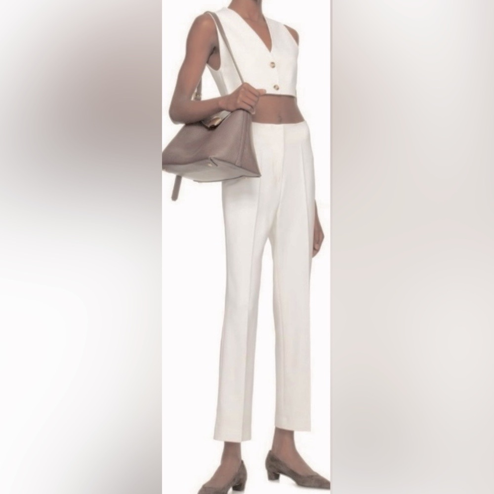 Nanushka Erianna 2 Piece Pant Suit Slim Fit Cropped Trousers in White Size XXS